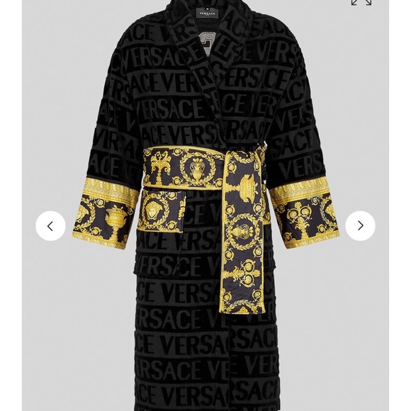 VERSACE EMBROIDERED LOGO BAROQUE BATHROBE - Picture 3 of 4